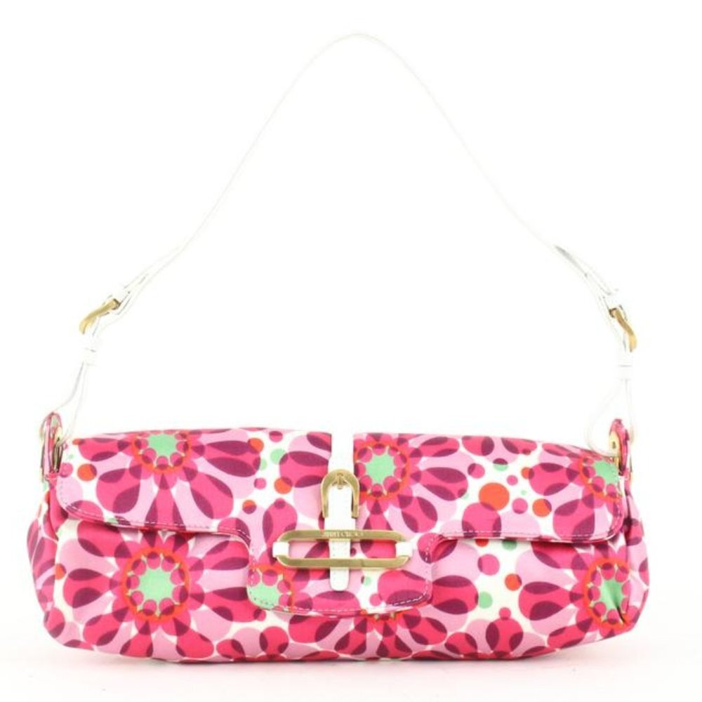 Jimmy Choo Pink Floral Satin Flap Shoulder Bag 2JC113